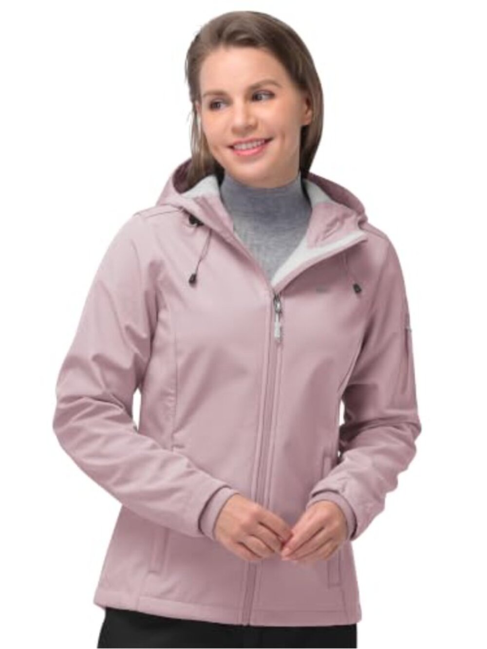 Women's Waterproof Softshell Jacket Hooded Fleece Lined Rain Coat